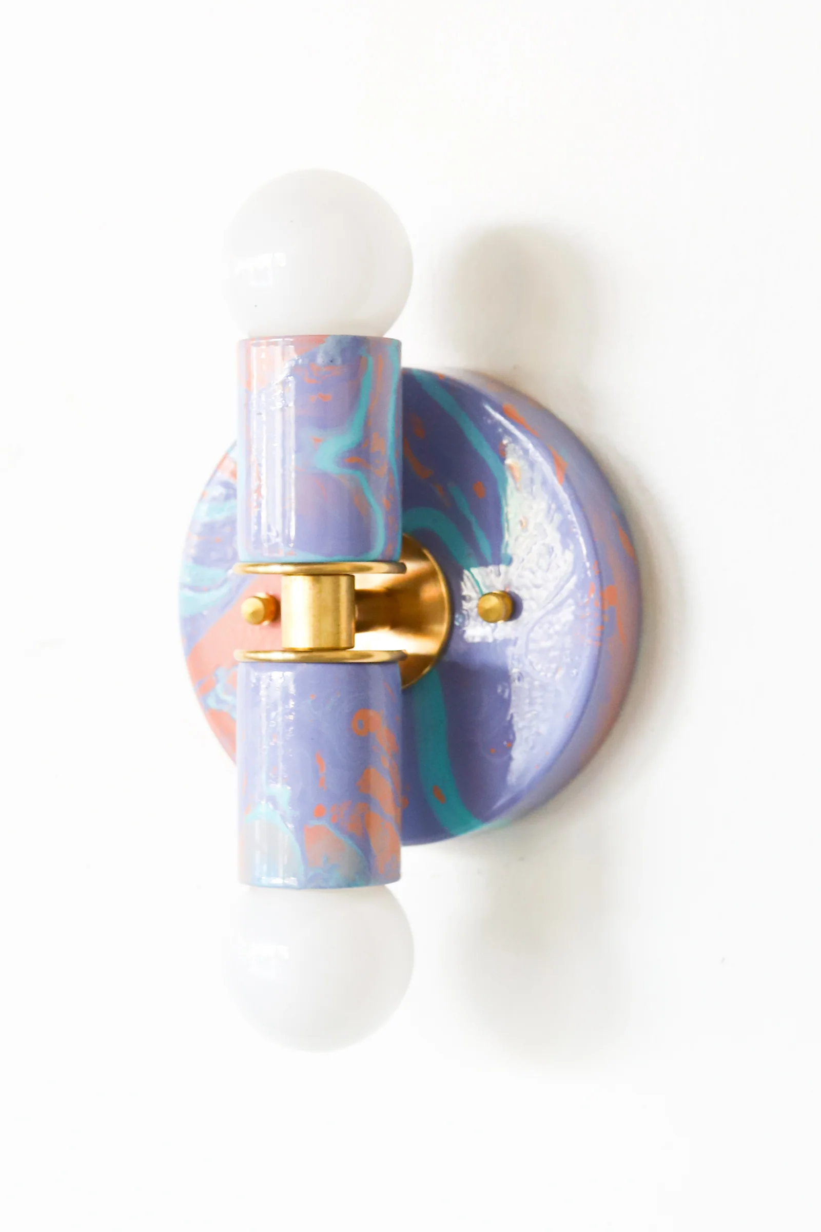 Peach, Lavender, & Light Blue Marbled Small Thalia Sconces - Image 32