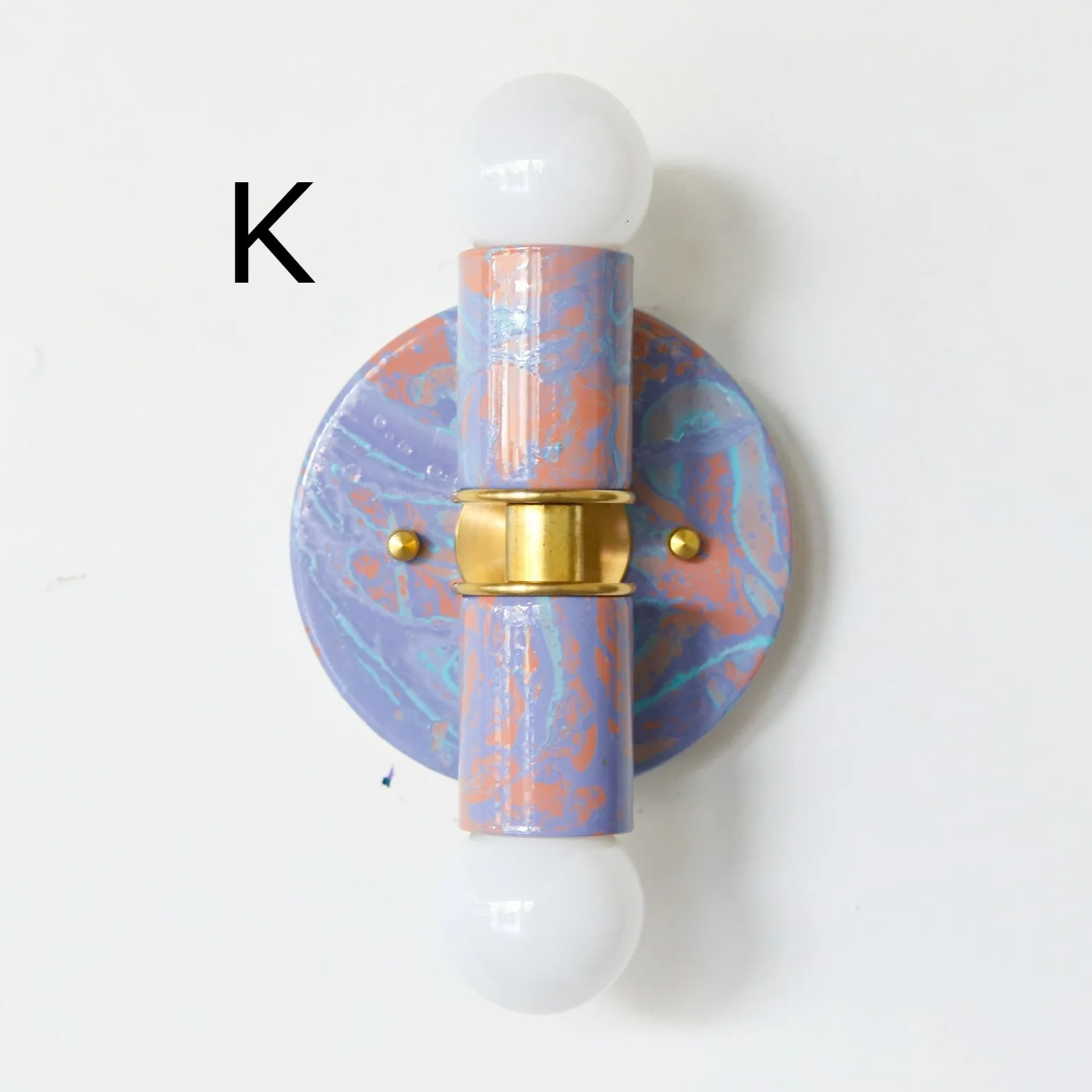 Peach, Lavender, & Light Blue Marbled Small Thalia Sconces - Image 33