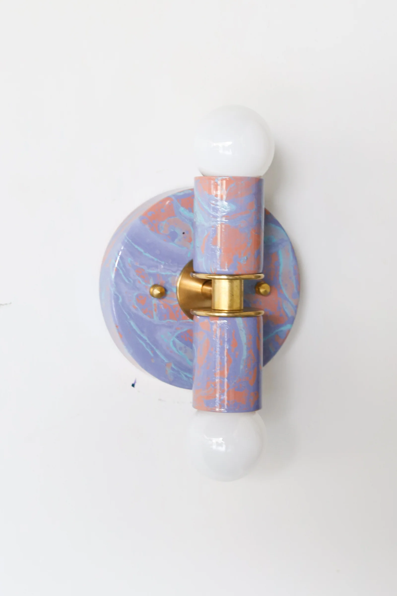 Peach, Lavender, & Light Blue Marbled Small Thalia Sconces - Image 34