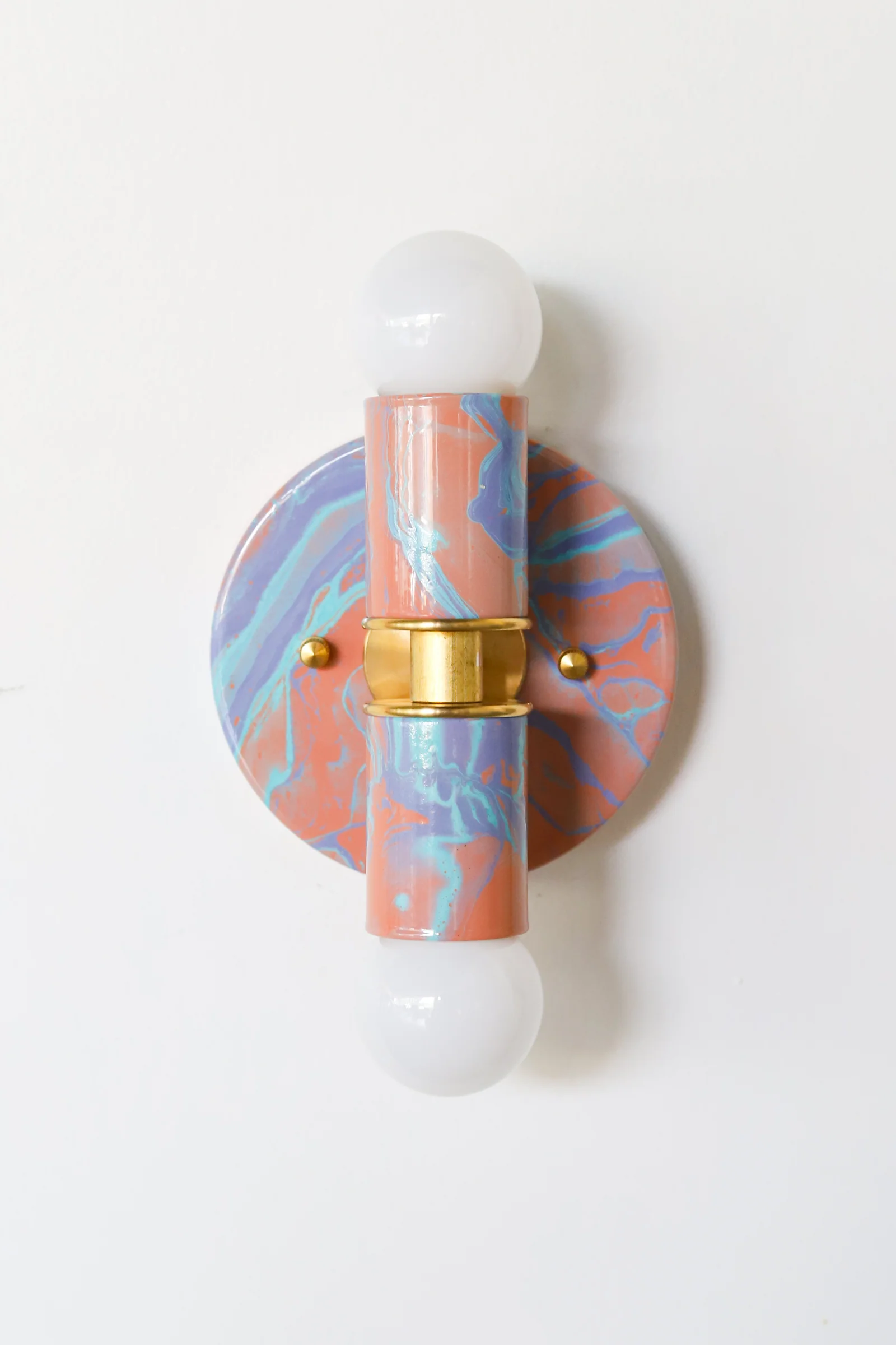 Peach, Lavender, & Light Blue Marbled Small Thalia Sconces - Image 4