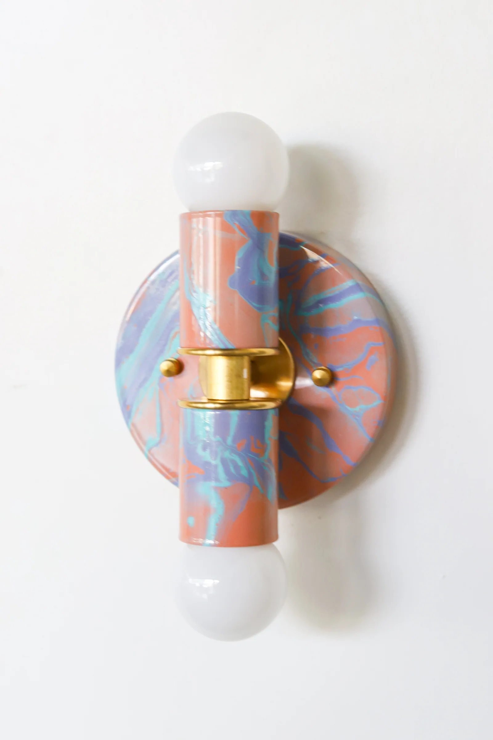 Peach, Lavender, & Light Blue Marbled Small Thalia Sconces - Image 5