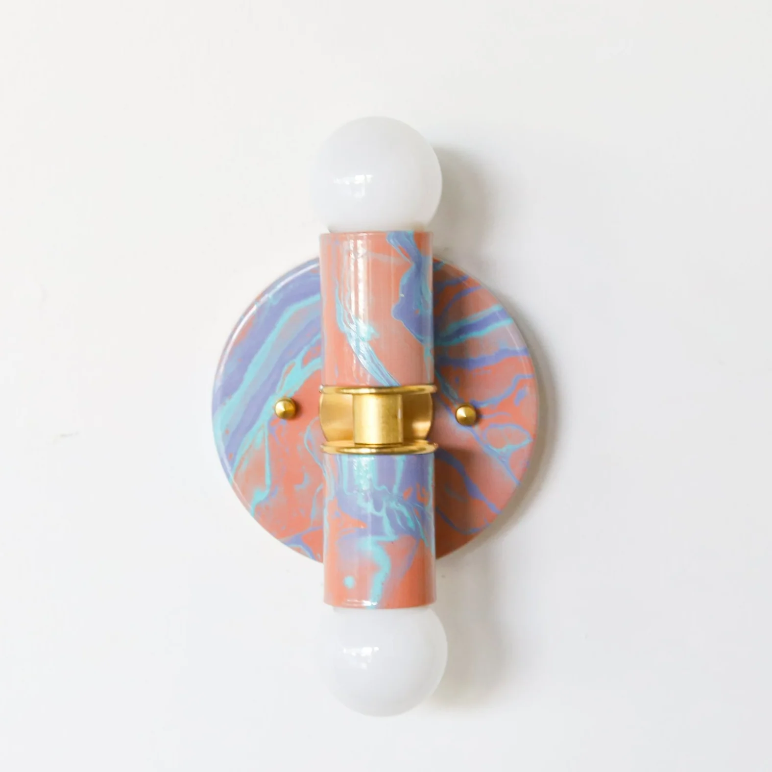 Peach, Lavender, & Light Blue Marbled Small Thalia Sconces - Image 6