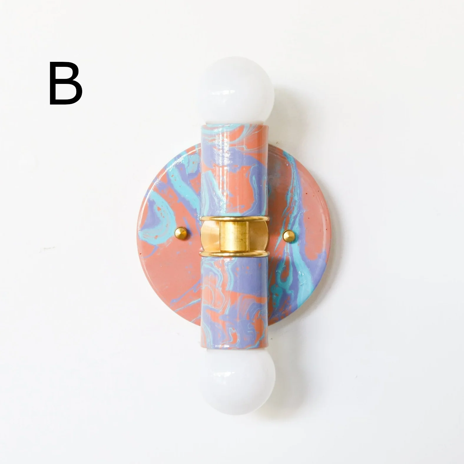 Peach, Lavender, & Light Blue Marbled Small Thalia Sconces - Image 7