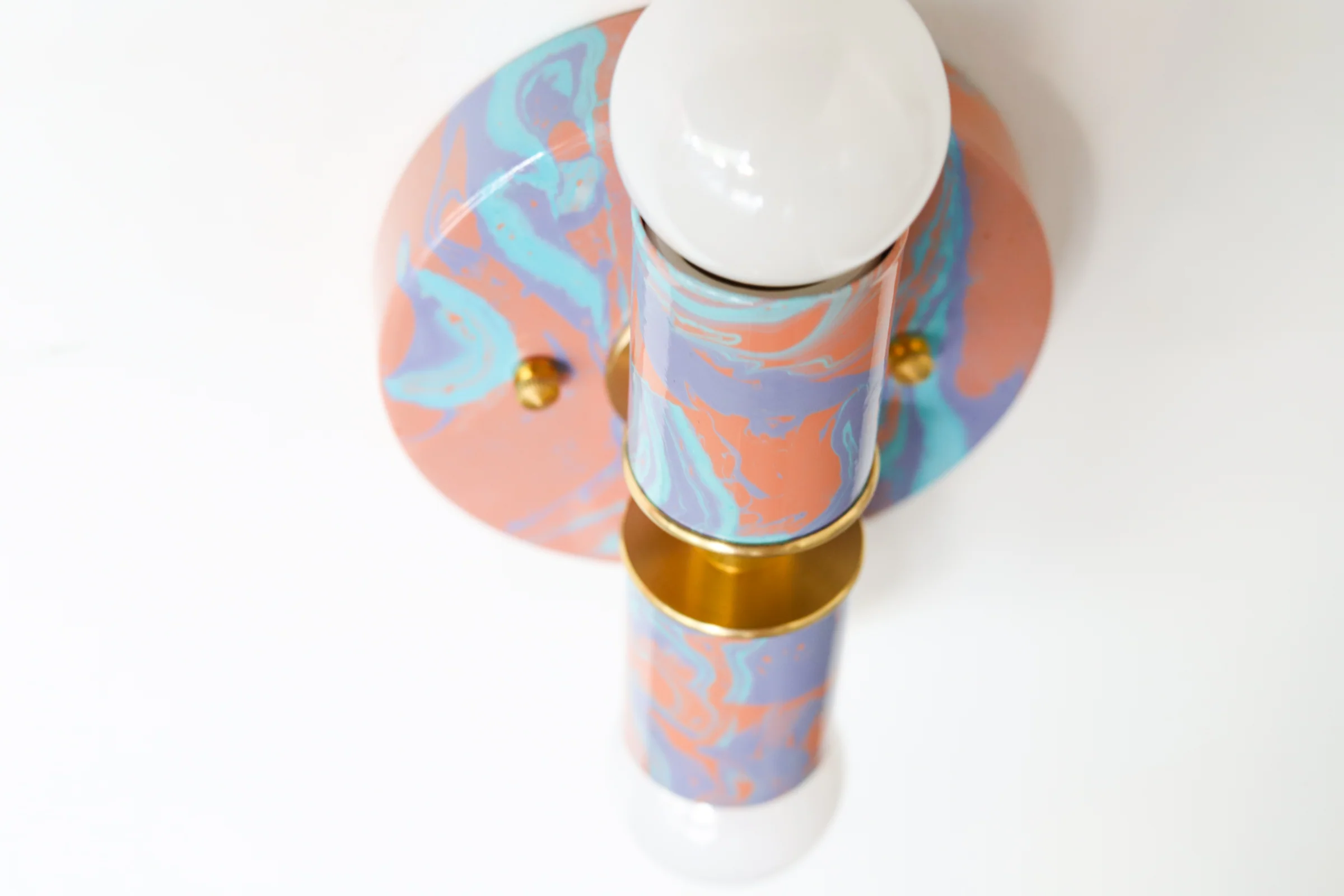 Peach, Lavender, & Light Blue Marbled Small Thalia Sconces - Image 8