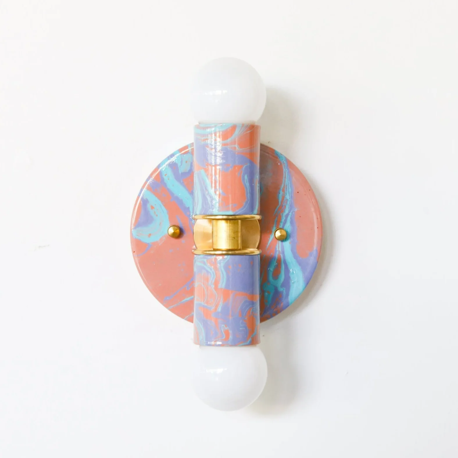 Peach, Lavender, & Light Blue Marbled Small Thalia Sconces - Image 9