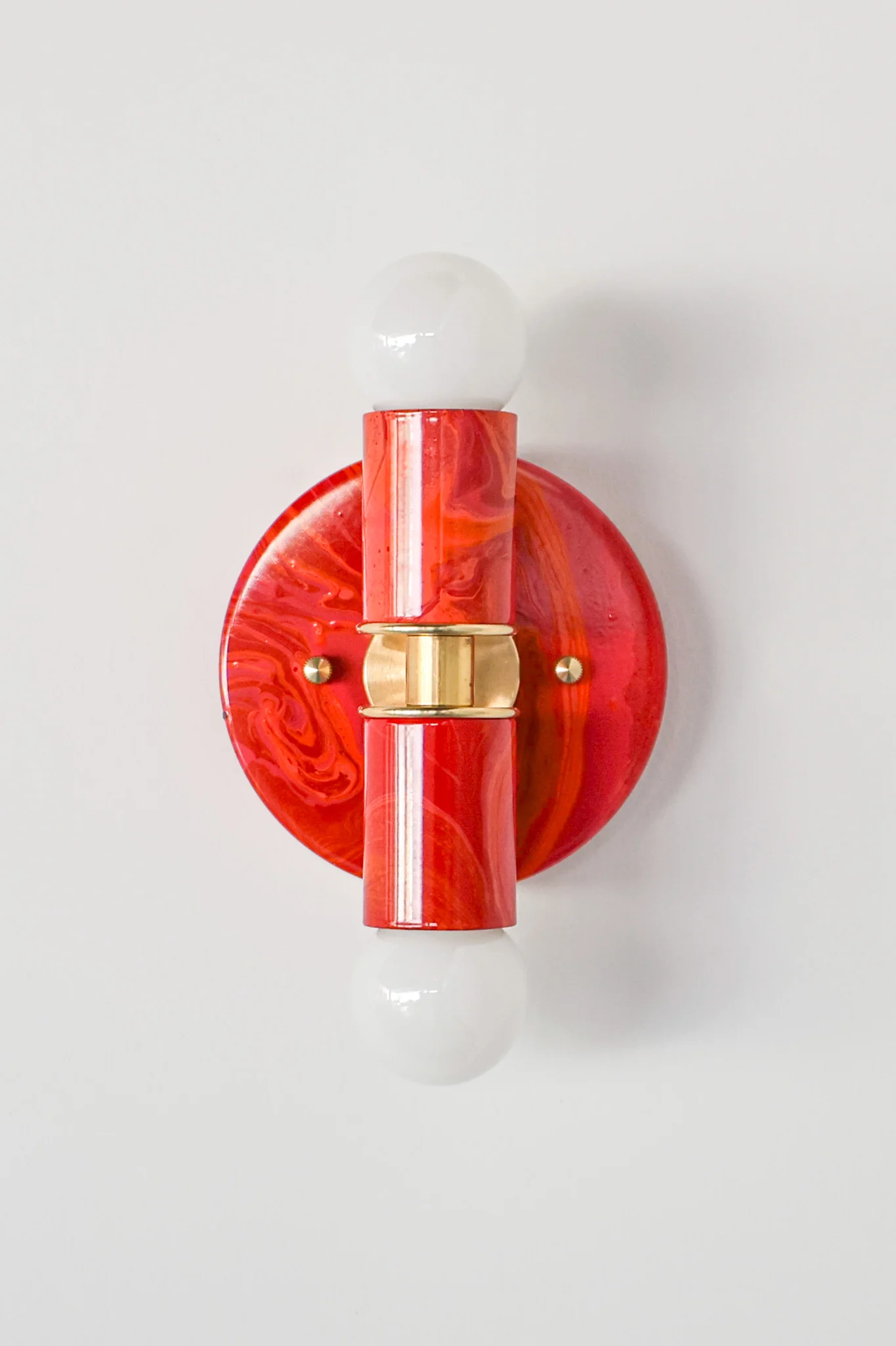 Red, Orange, & Pink Marbled Small Thalia Sconces - Image 11