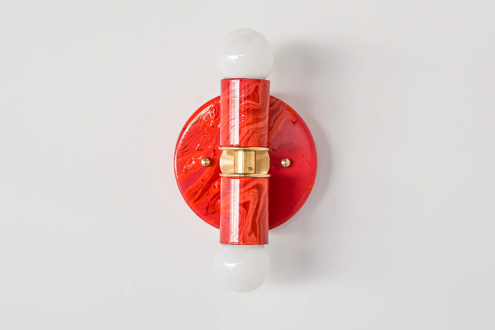 Red, Orange, & Pink Marbled Small Thalia Sconces - Image 15