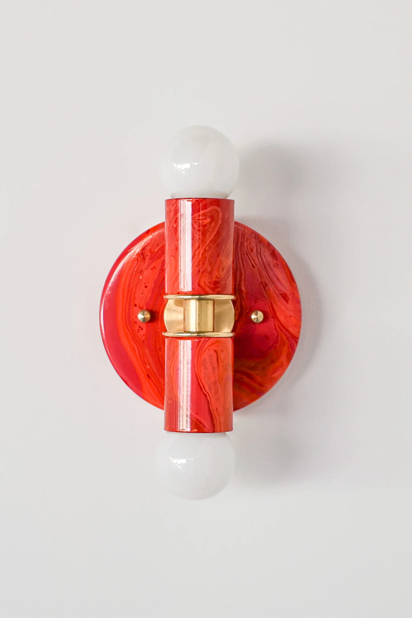 Red, Orange, & Pink Marbled Small Thalia Sconces - Image 3