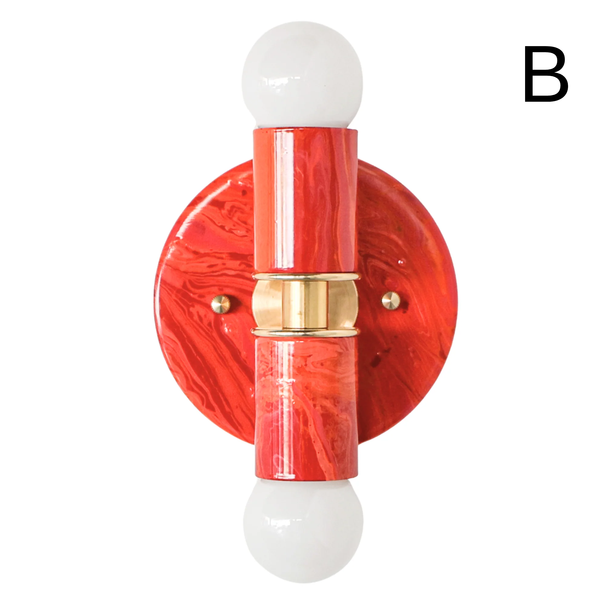 Red, Orange, & Pink Marbled Small Thalia Sconces - Image 4