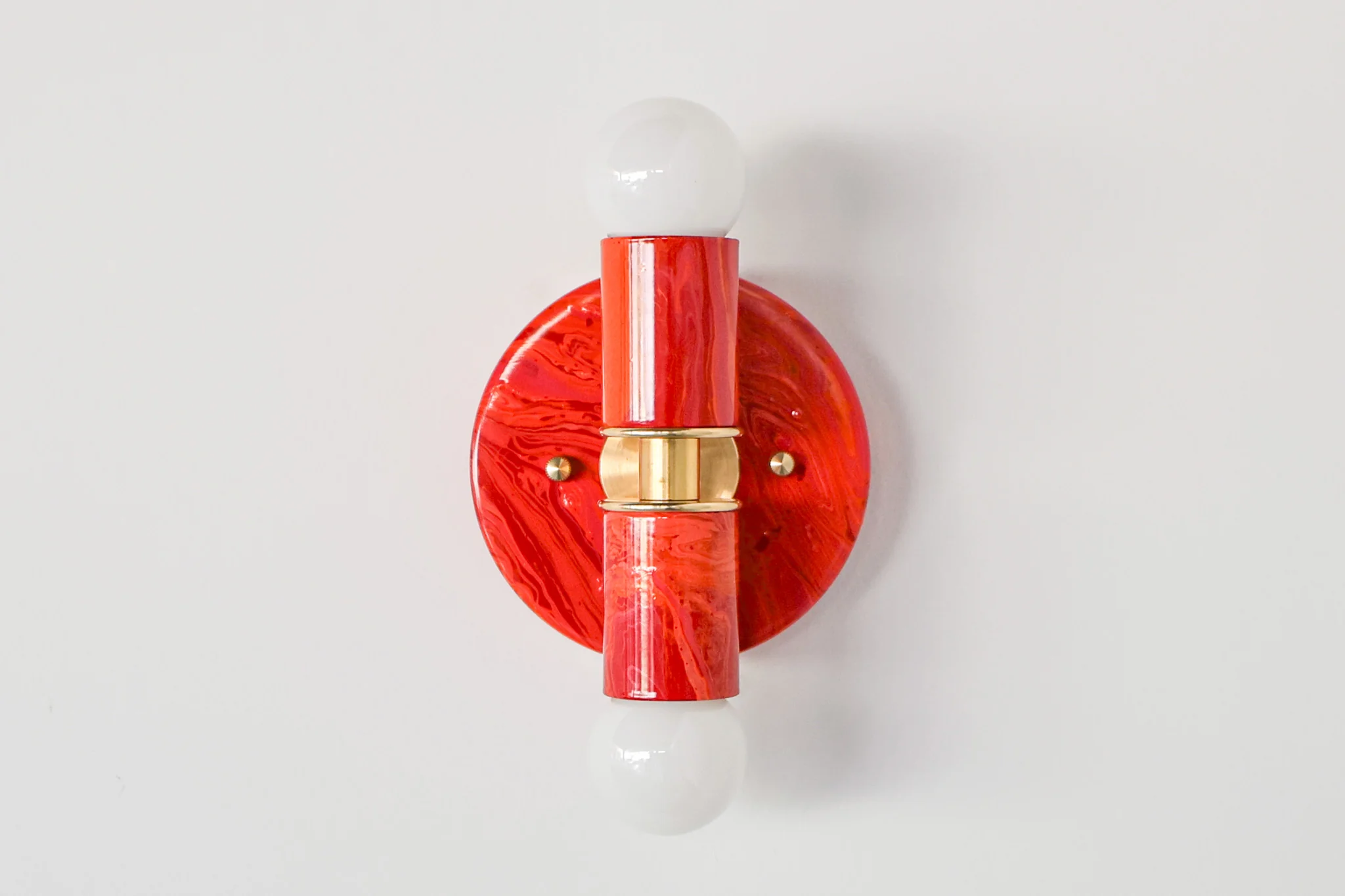 Red, Orange, & Pink Marbled Small Thalia Sconces - Image 5