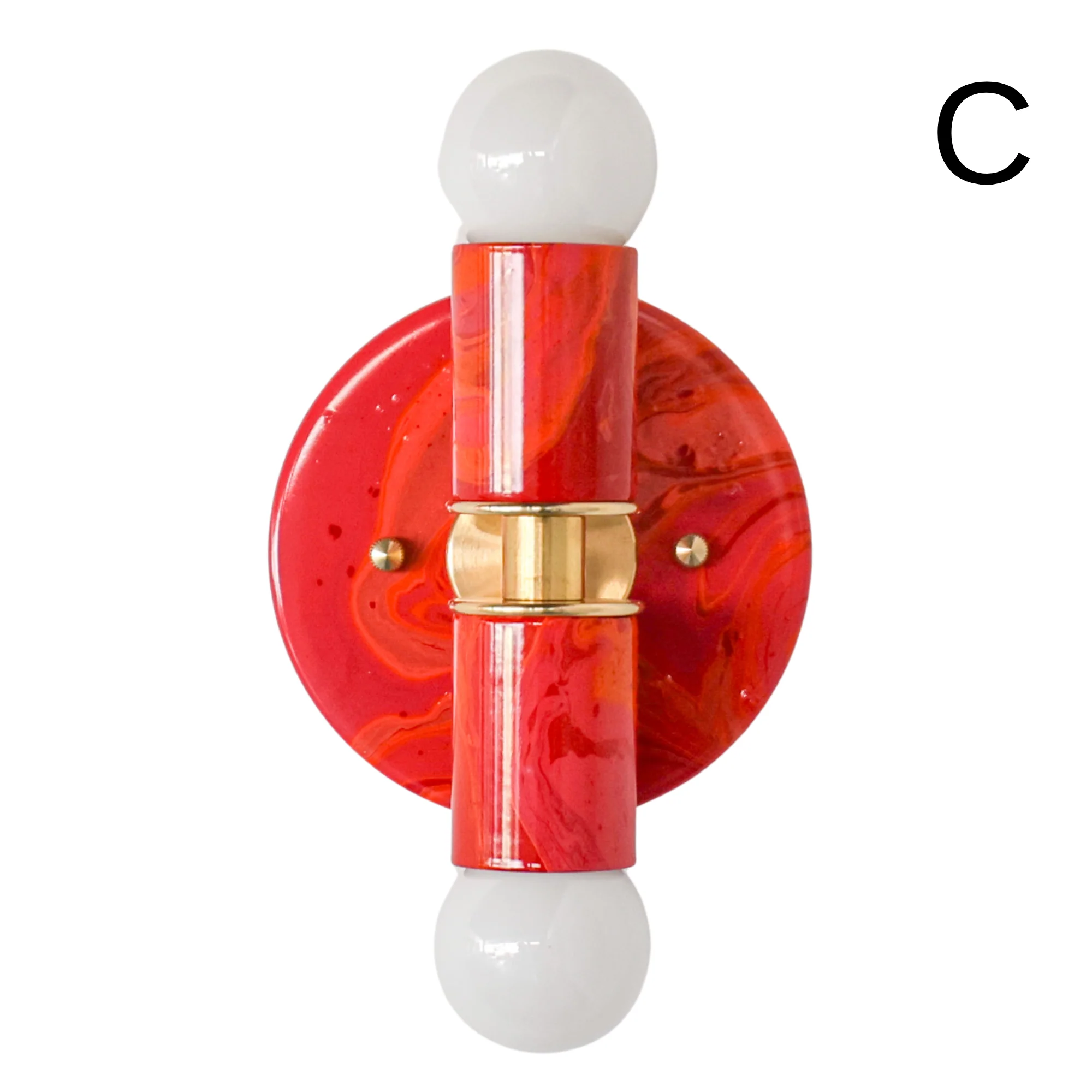 Red, Orange, & Pink Marbled Small Thalia Sconces - Image 6