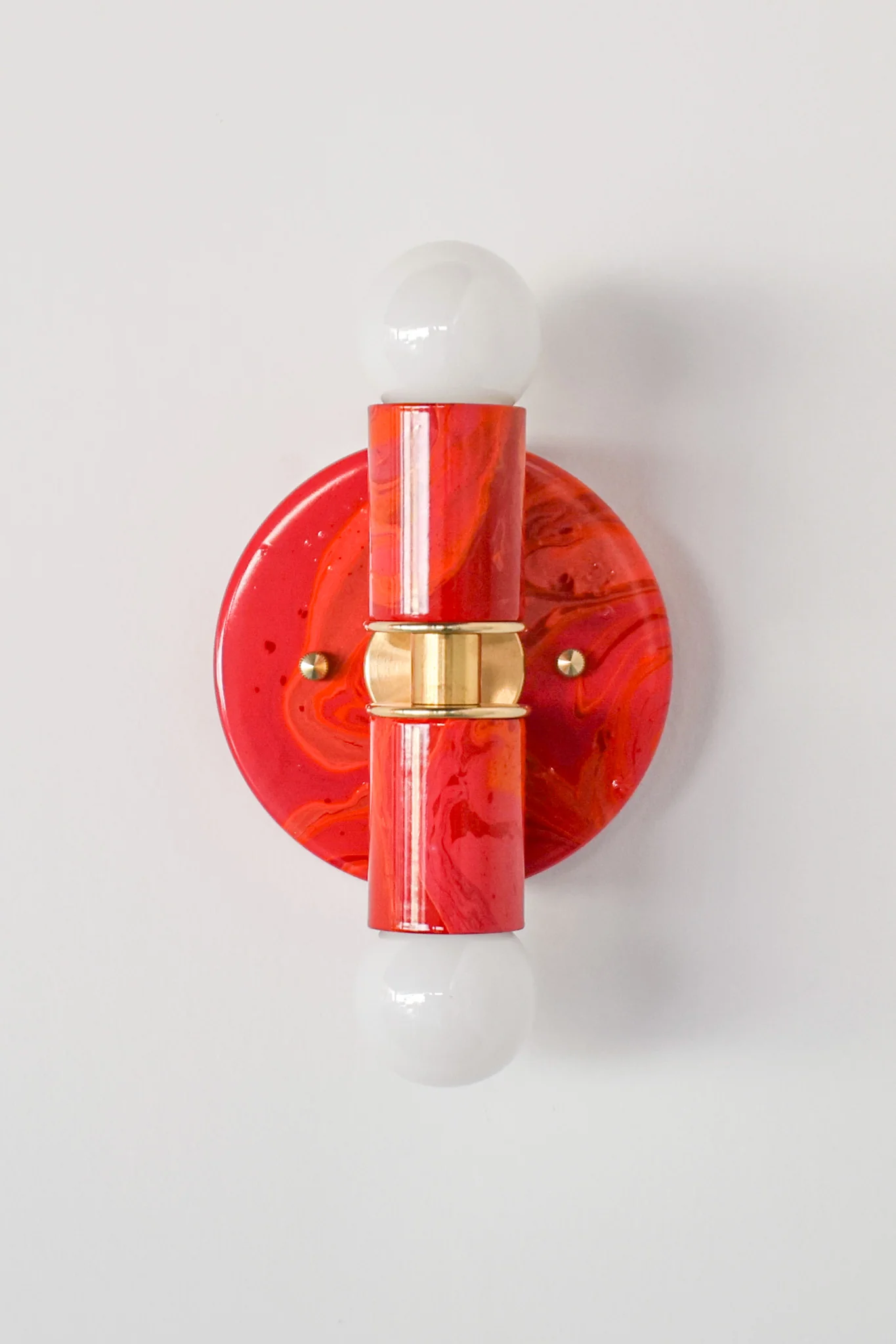 Red, Orange, & Pink Marbled Small Thalia Sconces - Image 7