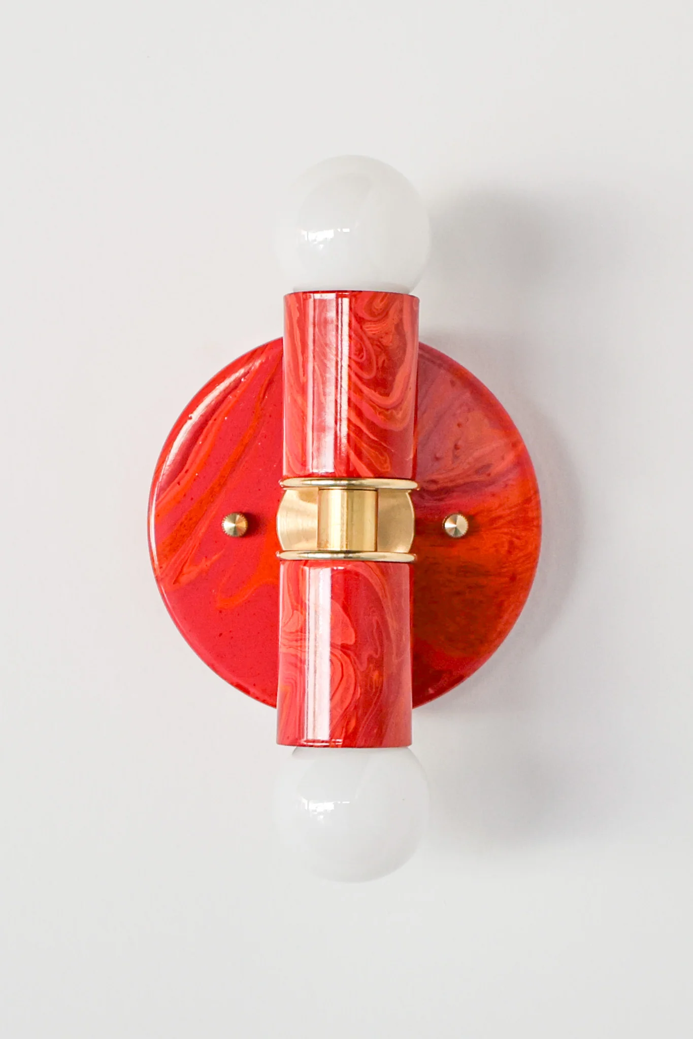 Red, Orange, & Pink Marbled Small Thalia Sconces - Image 9