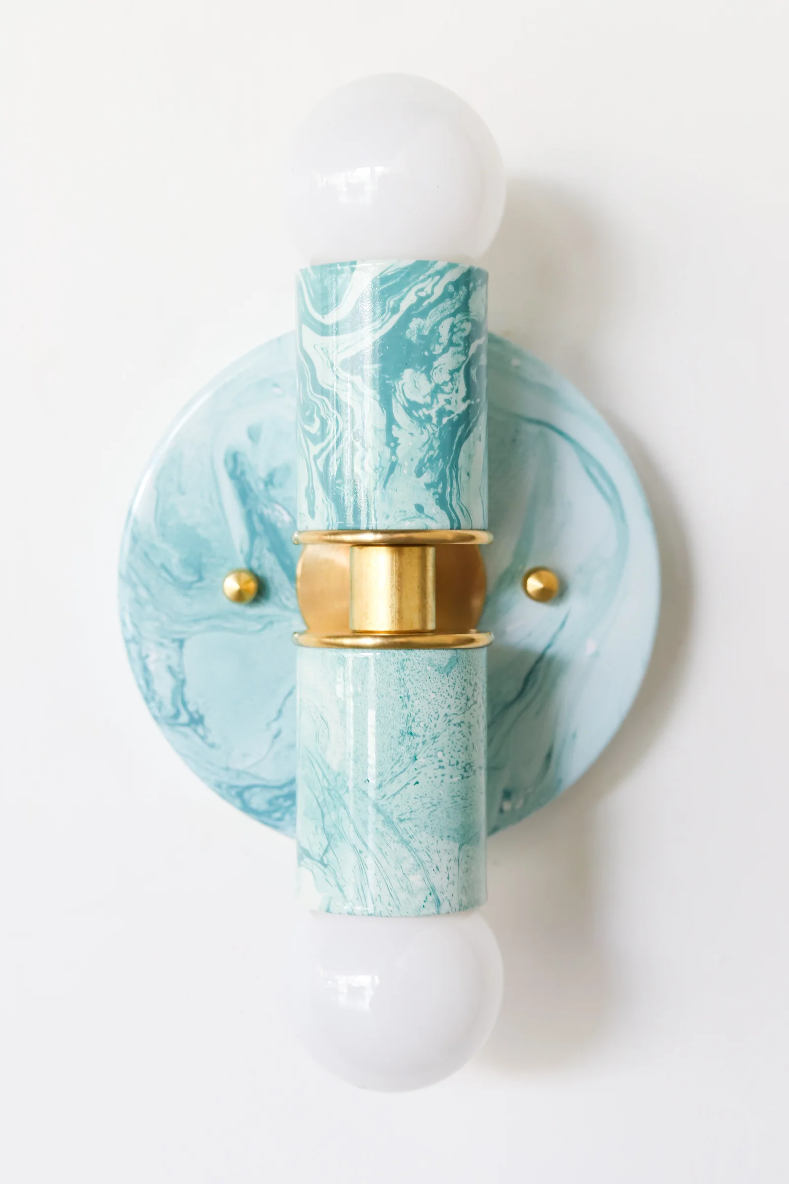 Teal & White Marbled Small Thalia Sconces - Image 11