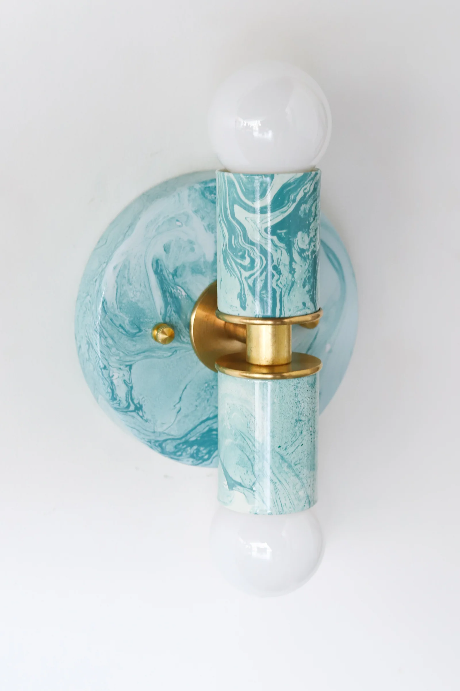 Teal & White Marbled Small Thalia Sconces - Image 13
