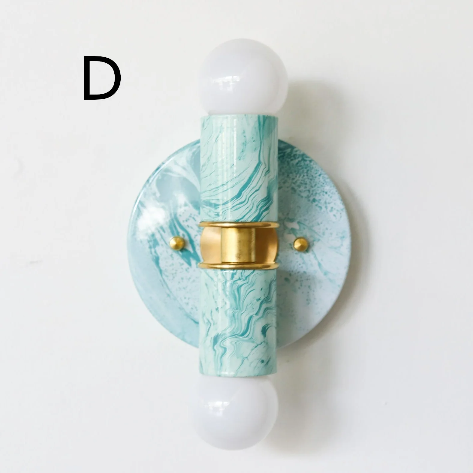 Teal & White Marbled Small Thalia Sconces - Image 14