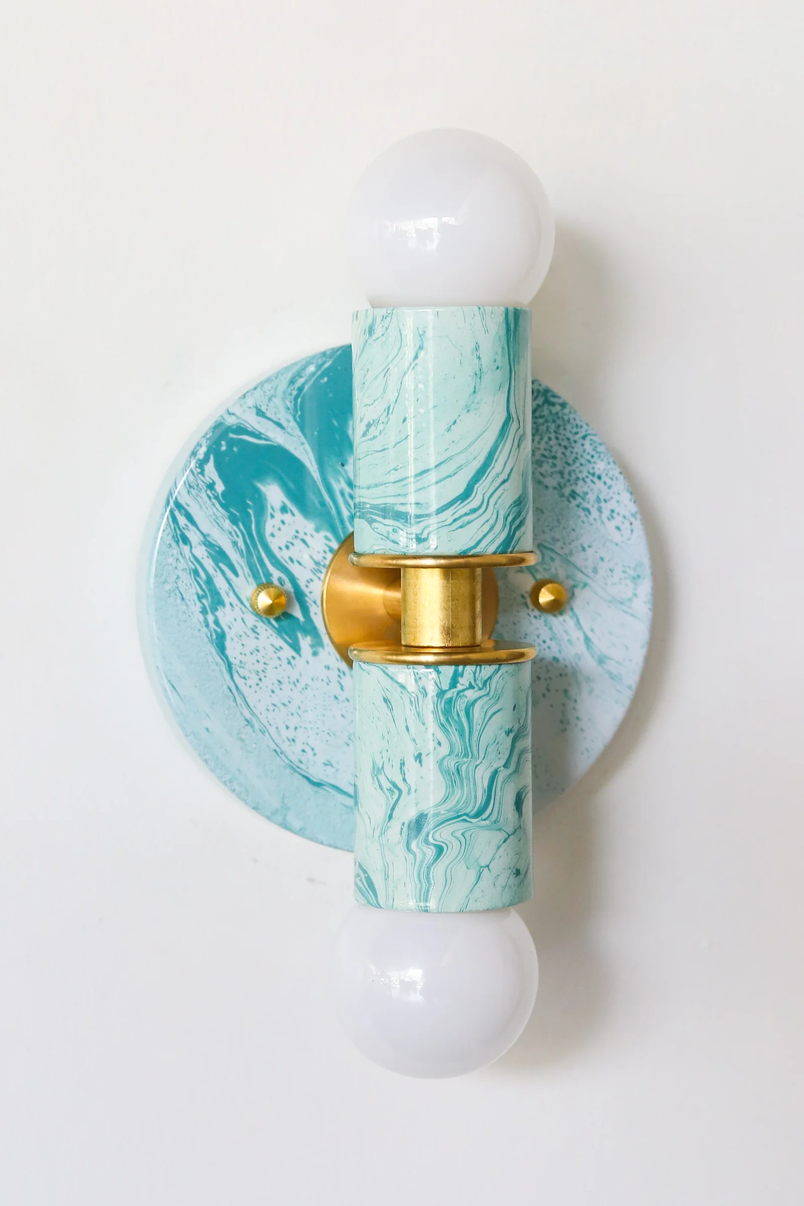 Teal & White Marbled Small Thalia Sconces - Image 15