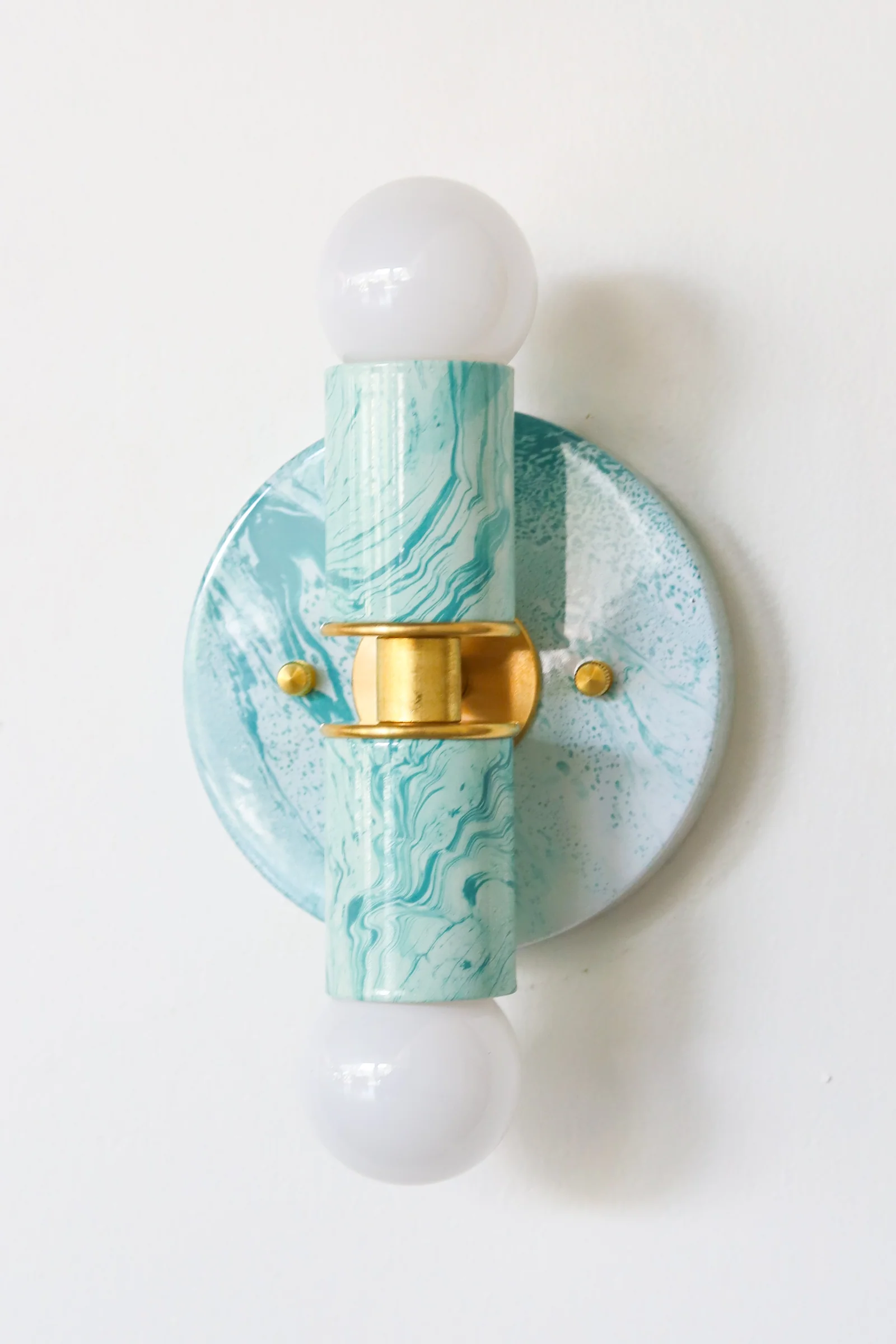 Teal & White Marbled Small Thalia Sconces - Image 16