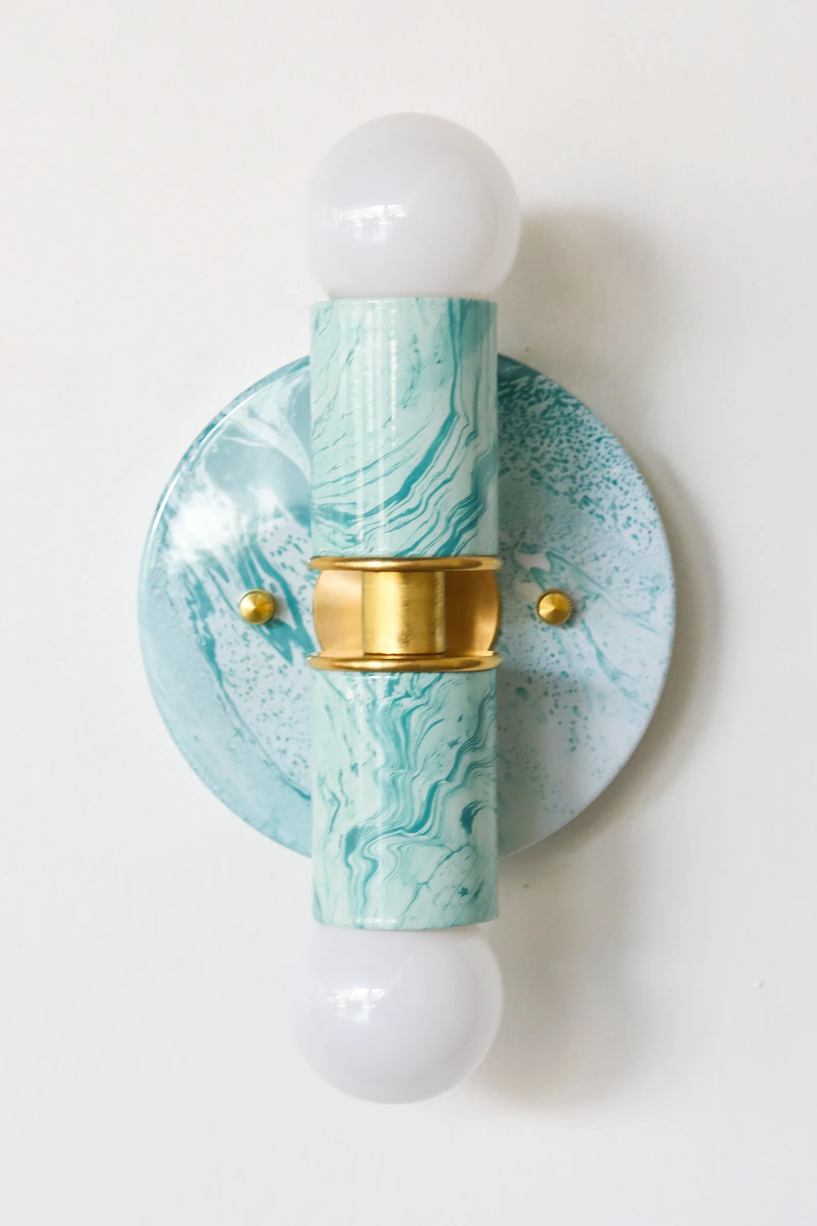 Teal & White Marbled Small Thalia Sconces - Image 17