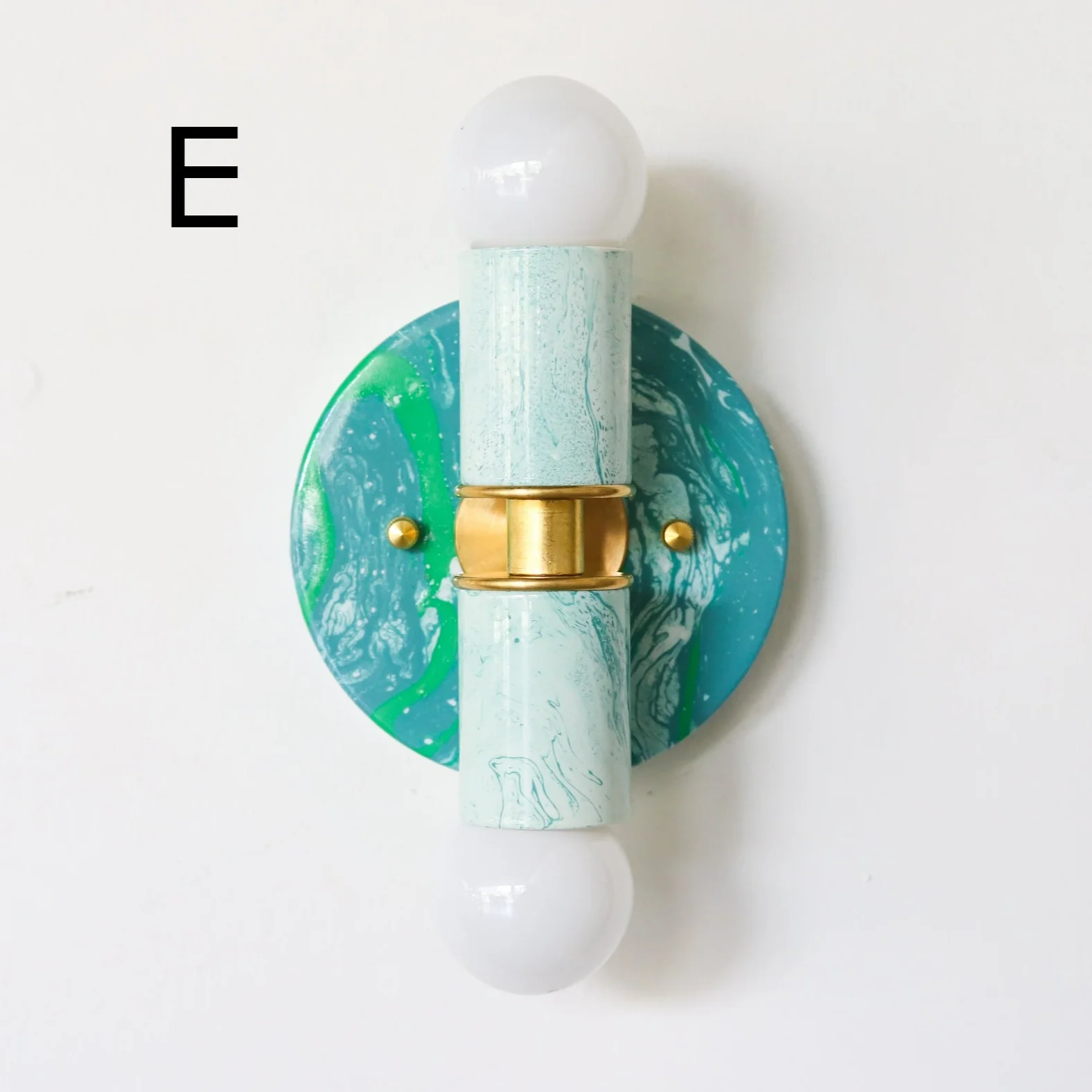 Teal & White Marbled Small Thalia Sconces - Image 18