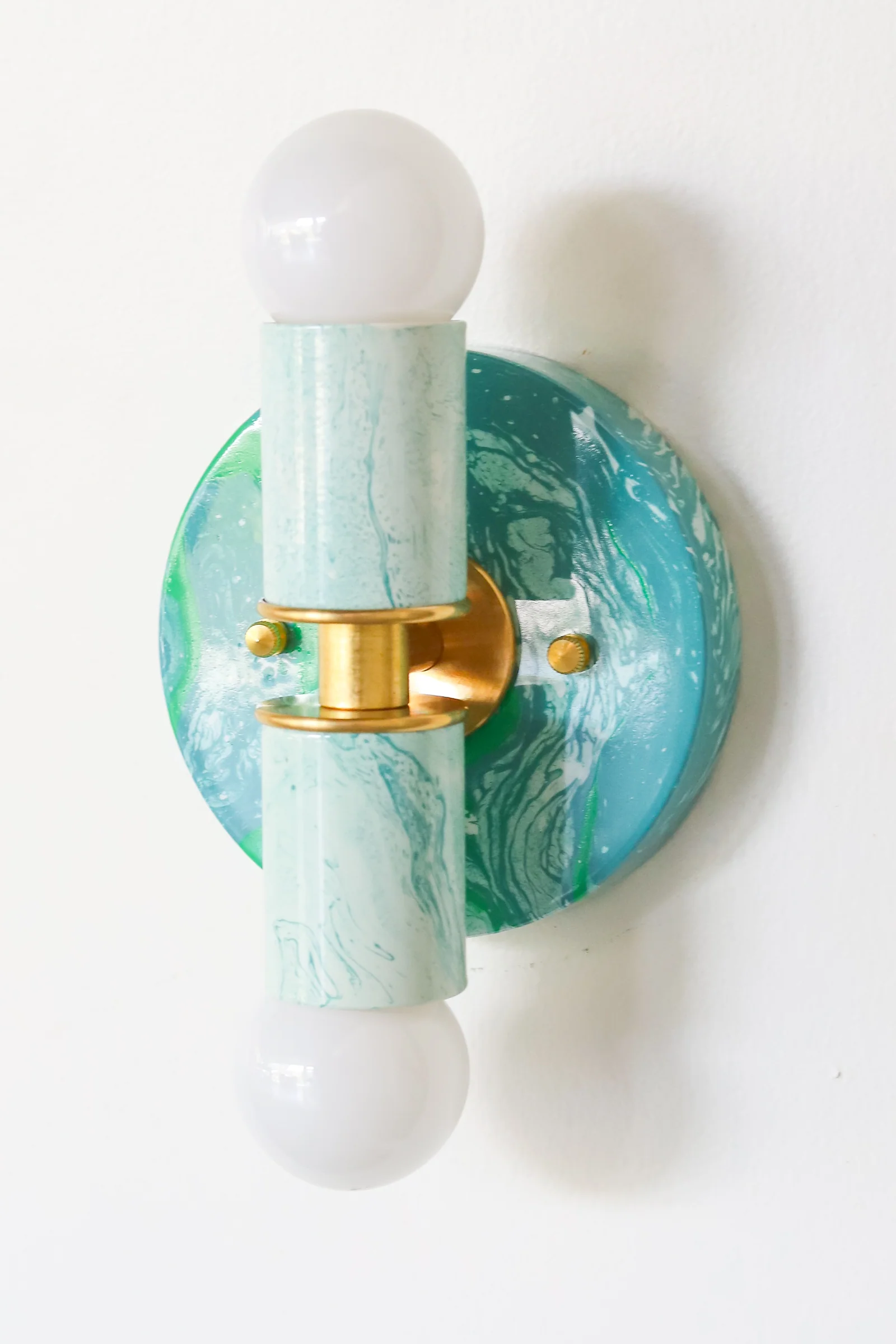 Teal & White Marbled Small Thalia Sconces - Image 19