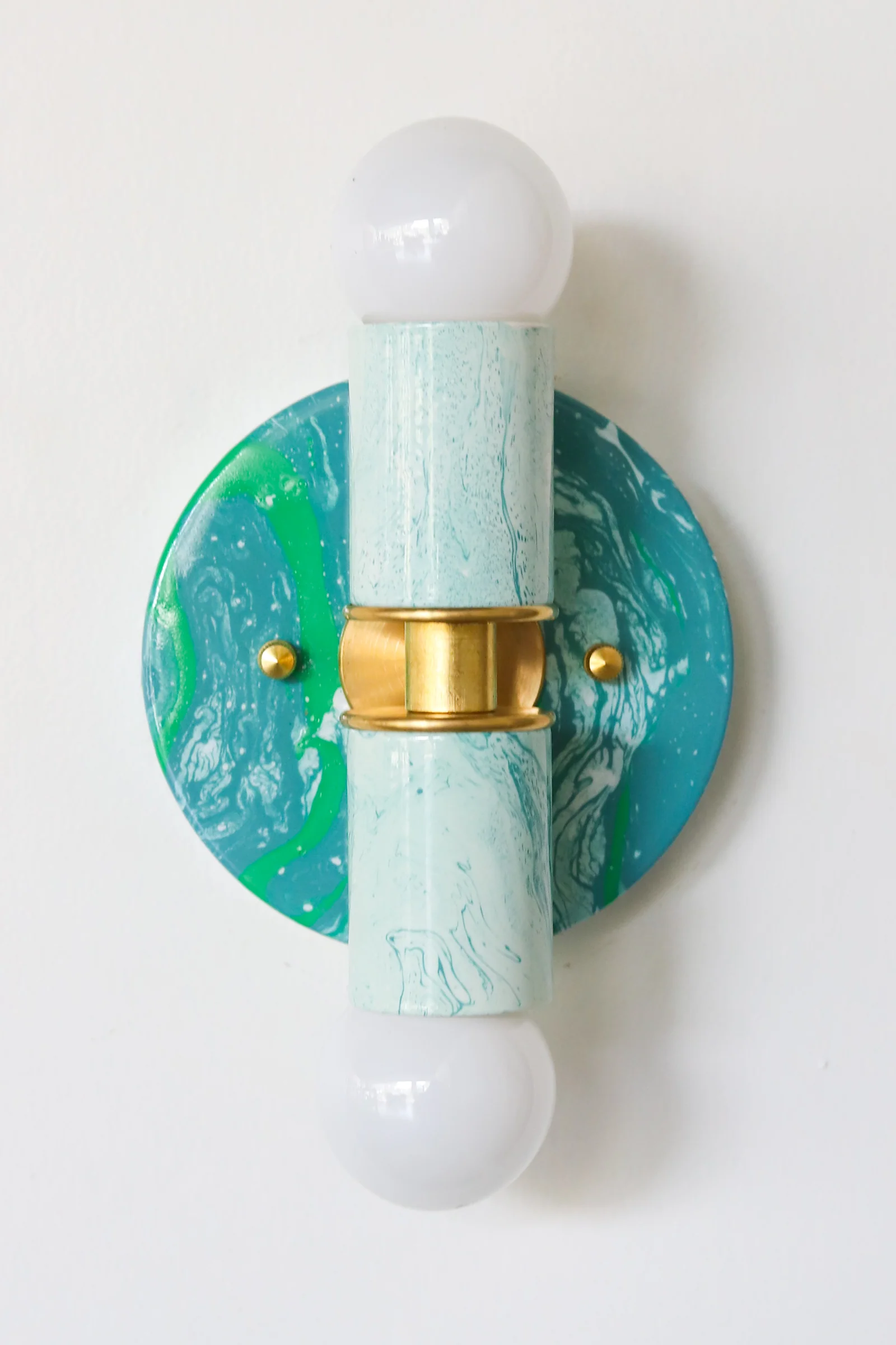 Teal & White Marbled Small Thalia Sconces - Image 20