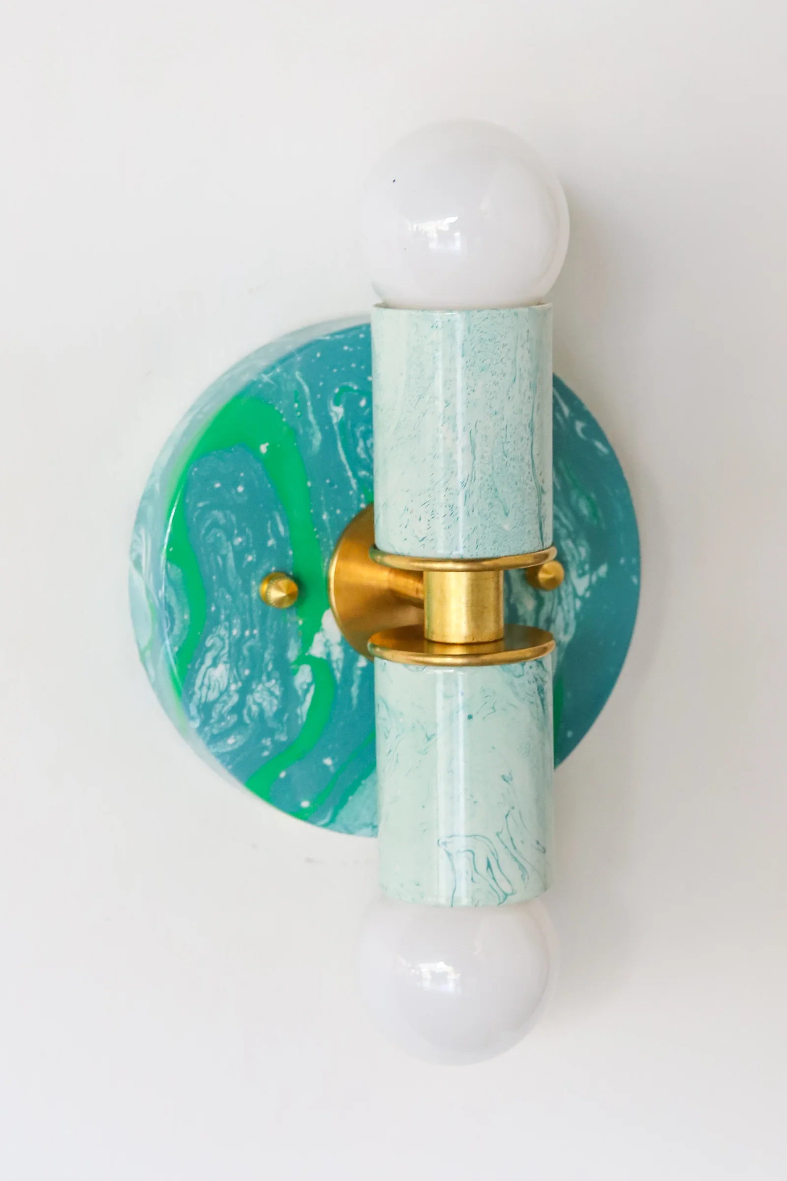 Teal & White Marbled Small Thalia Sconces - Image 21