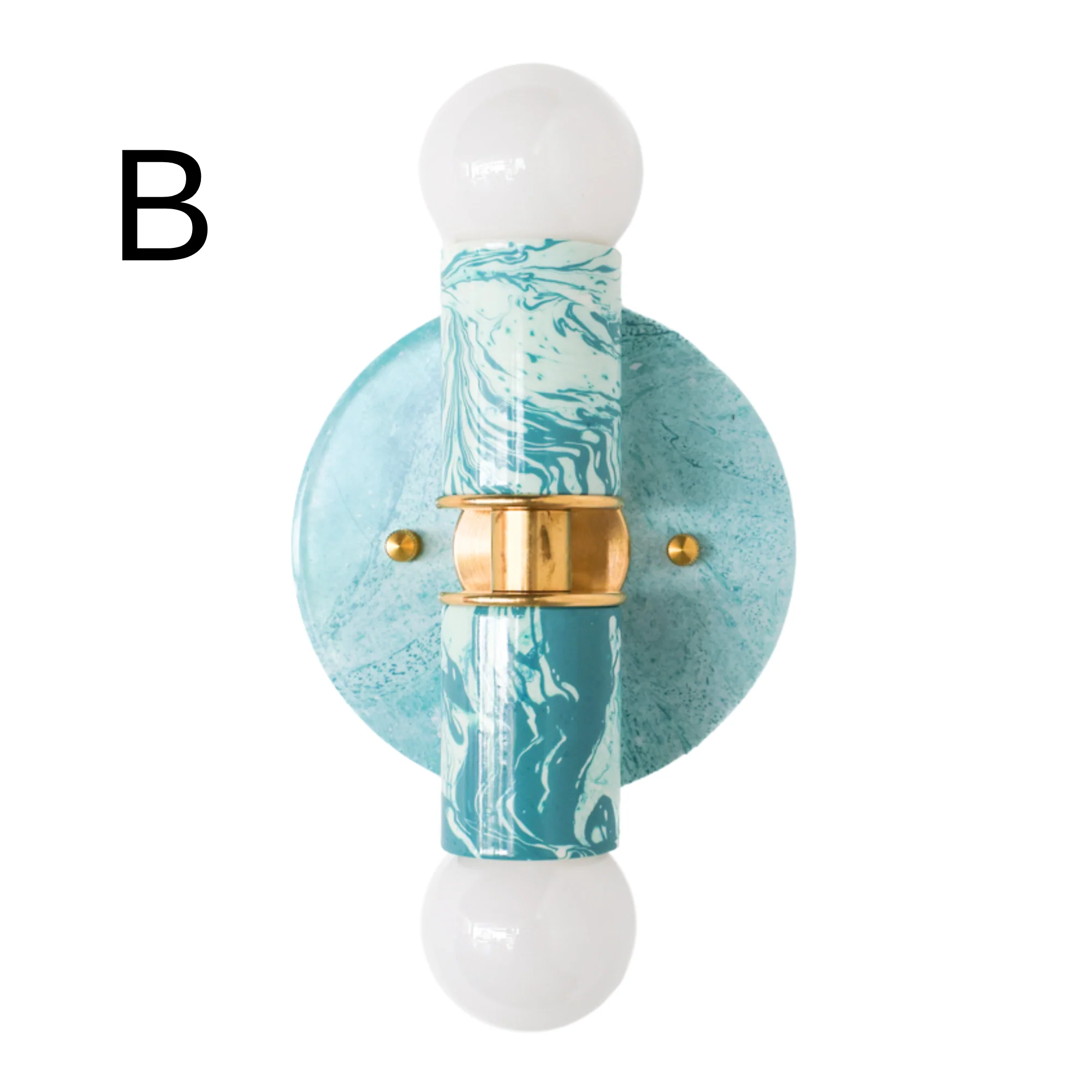Teal & White Marbled Small Thalia Sconces - Image 6