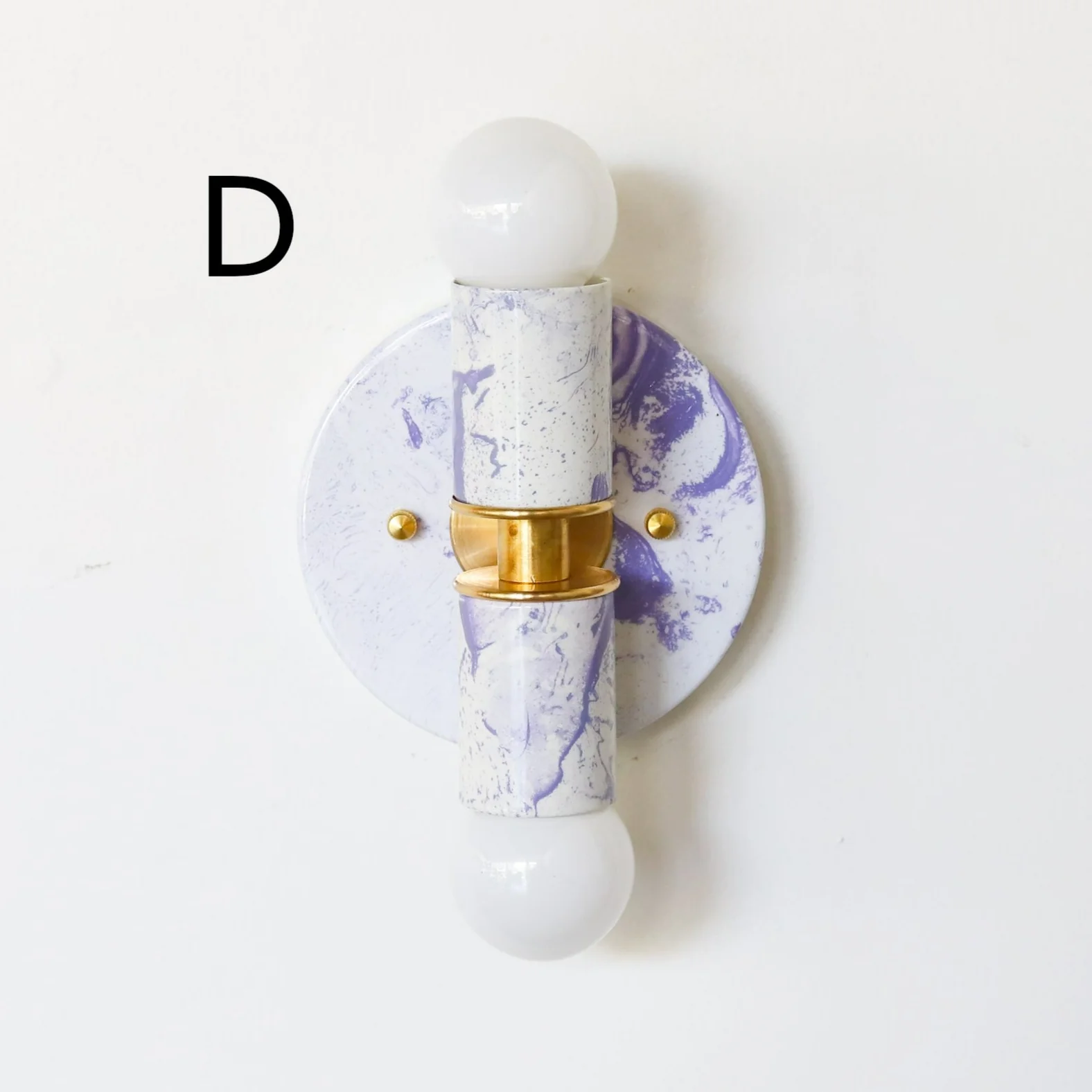 White & Lavender Marbled Small Thalia Sconces - Image 11