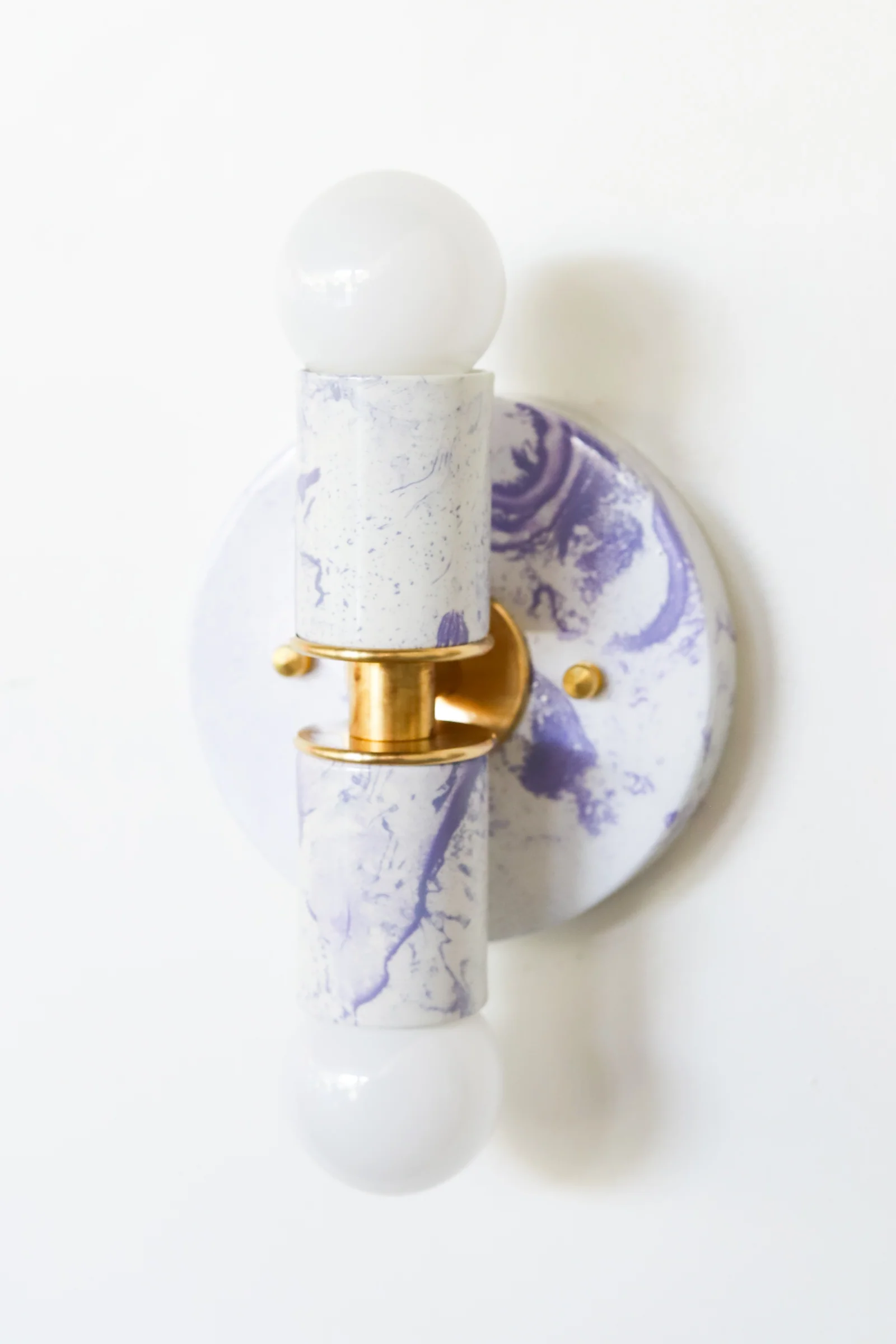 White & Lavender Marbled Small Thalia Sconces - Image 13