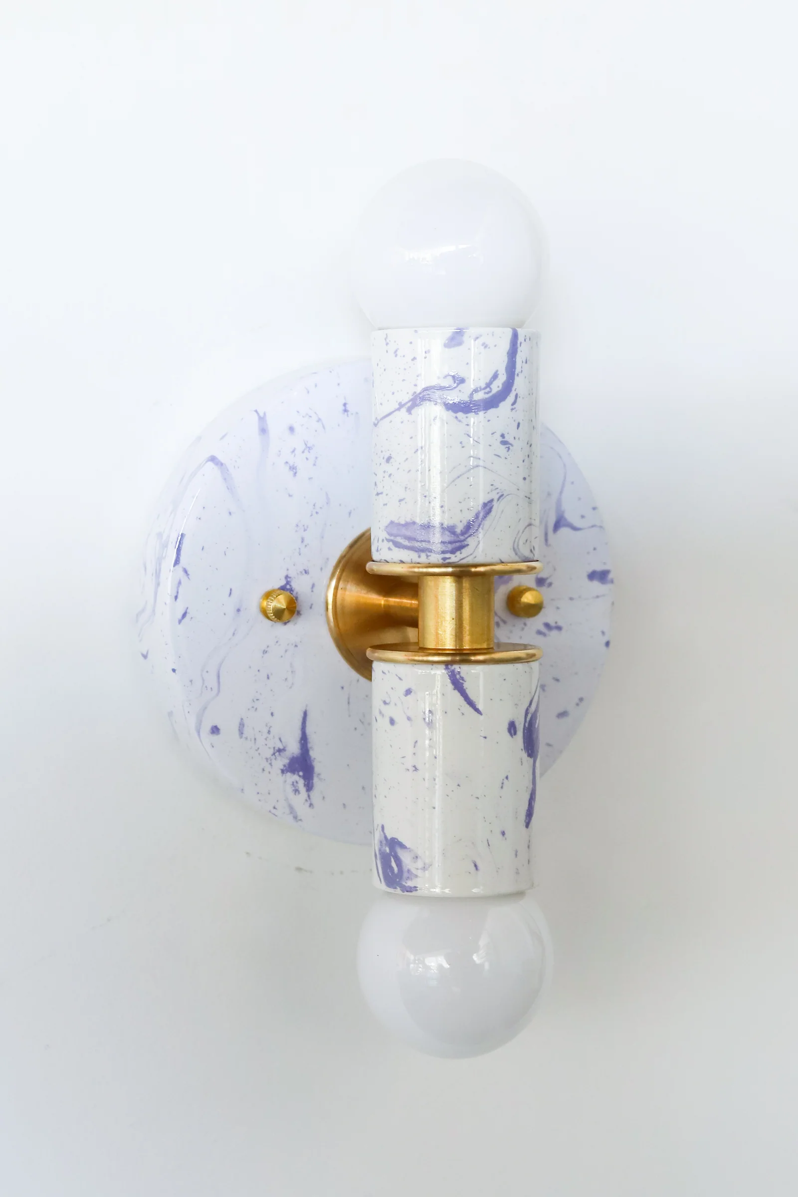 White & Lavender Marbled Small Thalia Sconces - Image 15