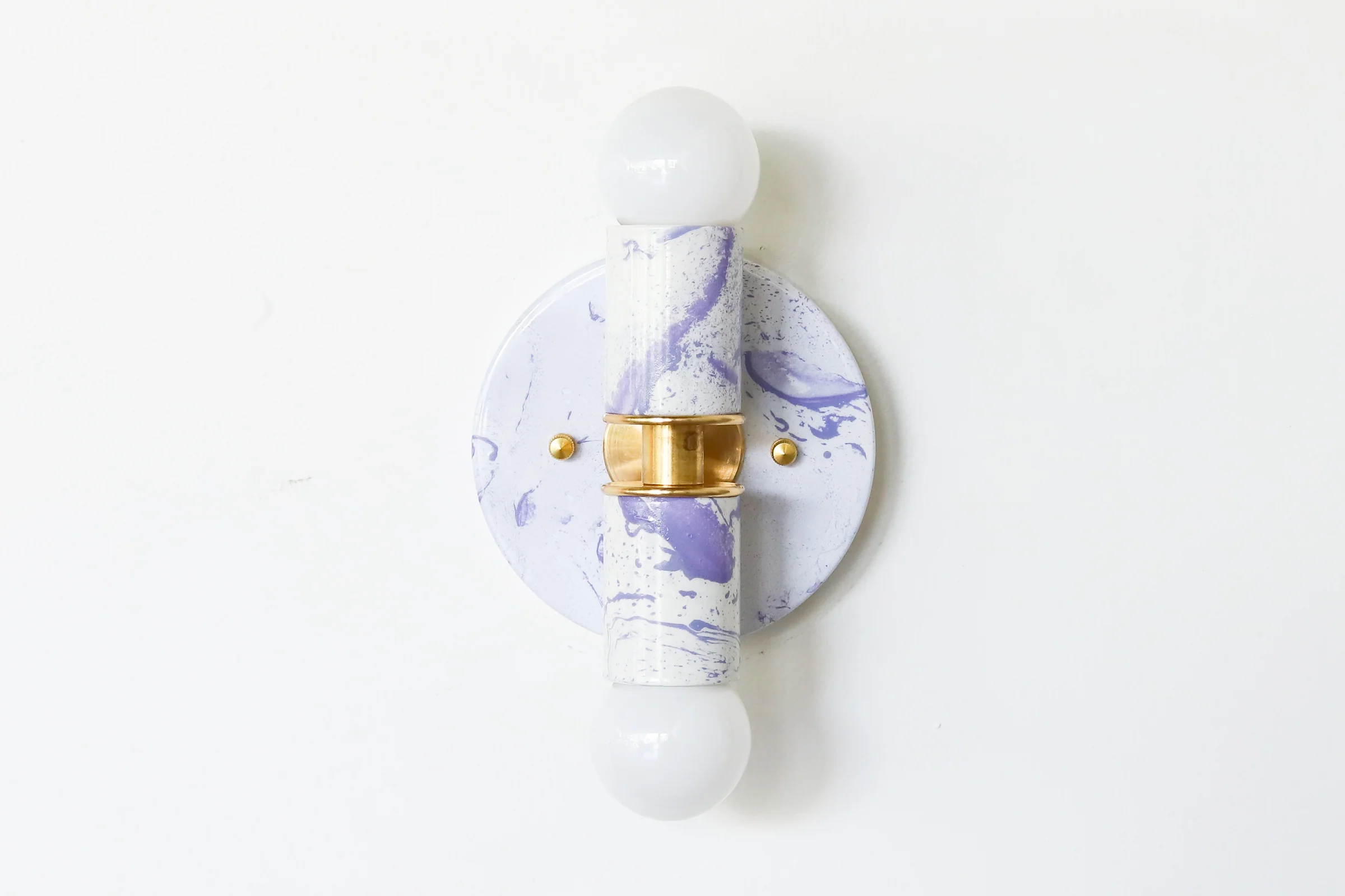White & Lavender Marbled Small Thalia Sconces - Image 3