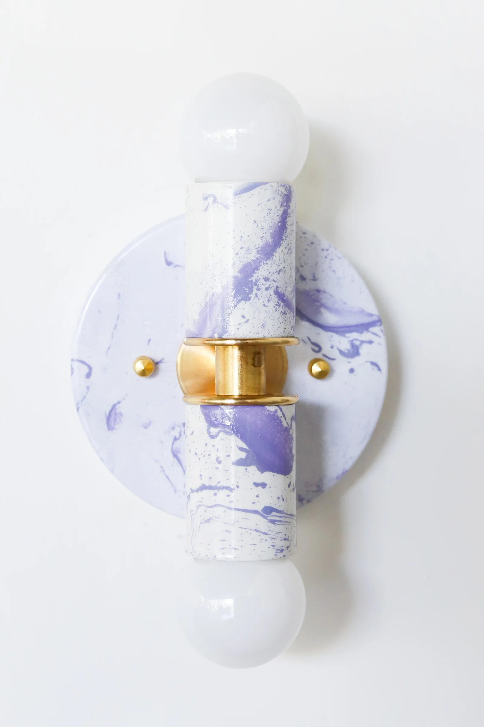 White & Lavender Marbled Small Thalia Sconces - Image 4