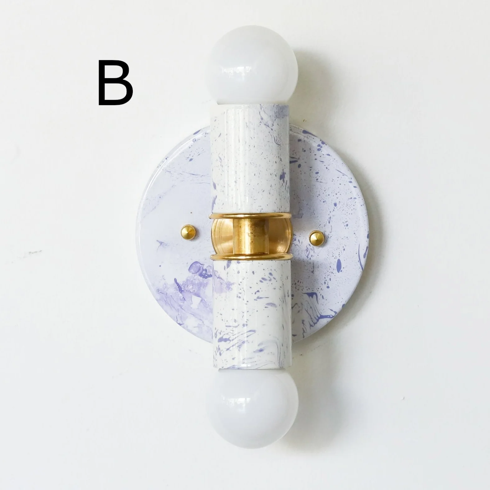 White & Lavender Marbled Small Thalia Sconces - Image 5