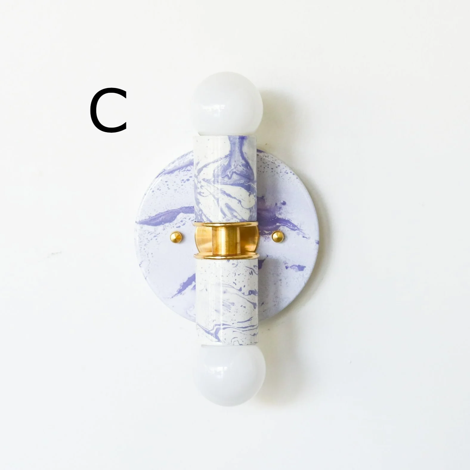 White & Lavender Marbled Small Thalia Sconces - Image 8