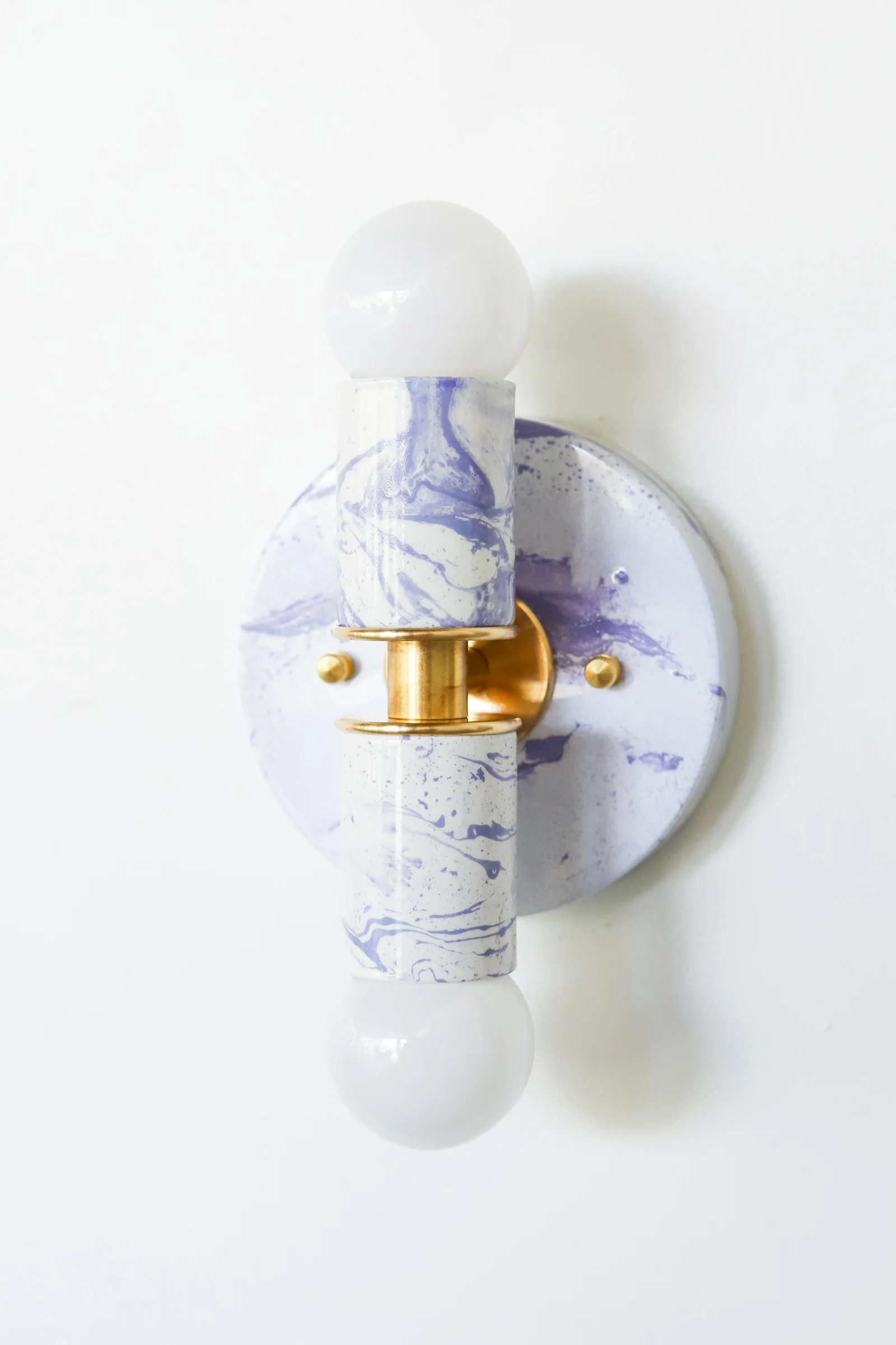 White & Lavender Marbled Small Thalia Sconces - Image 9